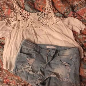 Ripped Light wash jean shorties